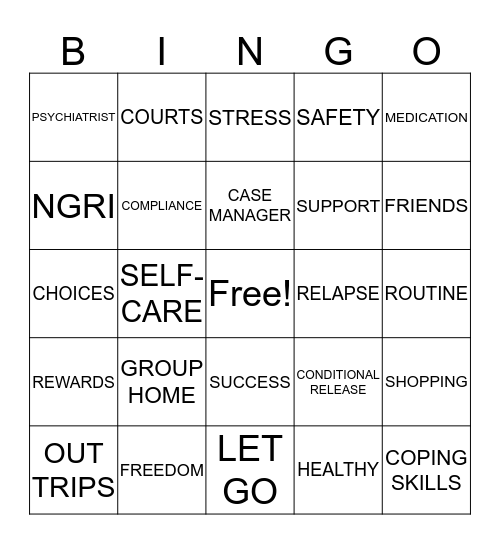 DISCHARGE Bingo Card