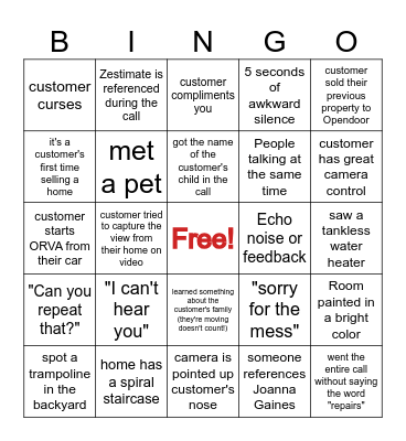 ORVA Call BINGO Card