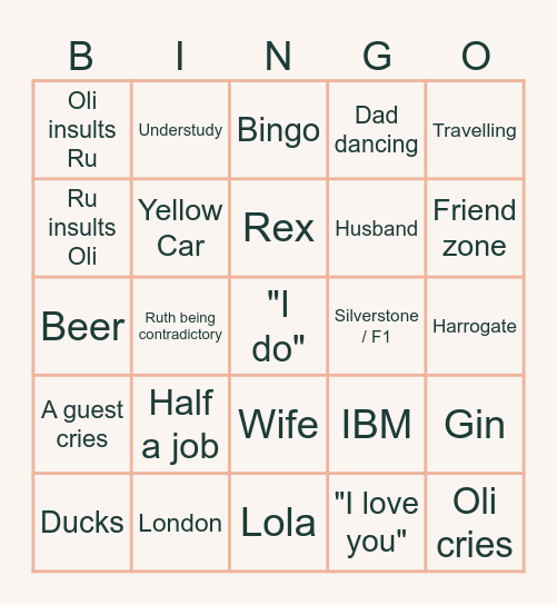 Kenfield's Bingo Card
