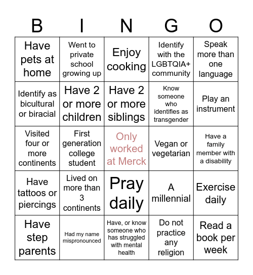 DEI Bingo 2023 Bingo Card