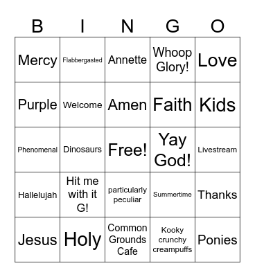 Waikoloa Community Church Bingo Card