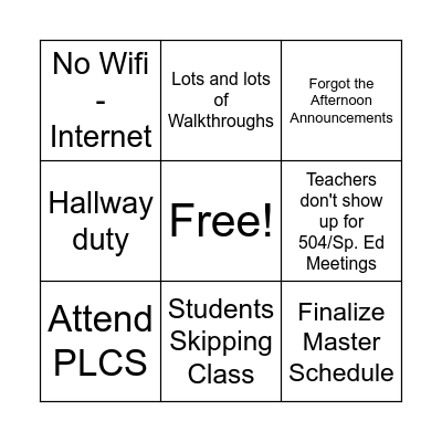 Life of a School Admin. Bingo Card