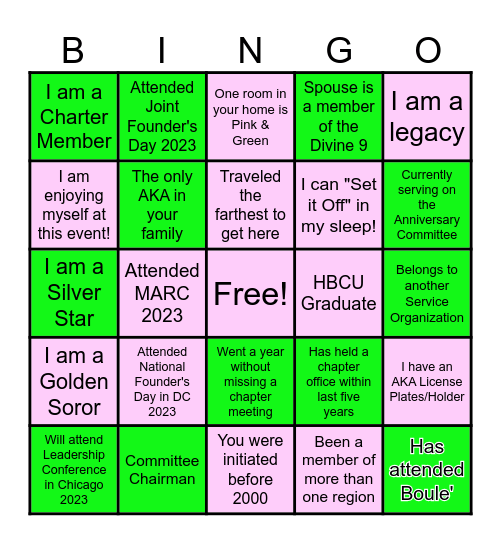 Tau Phi Omega 30th Chapter Anniversary Bingo Check-In Bingo Card