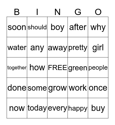 Wonders Unit 3 Sight Word Review Bingo Card