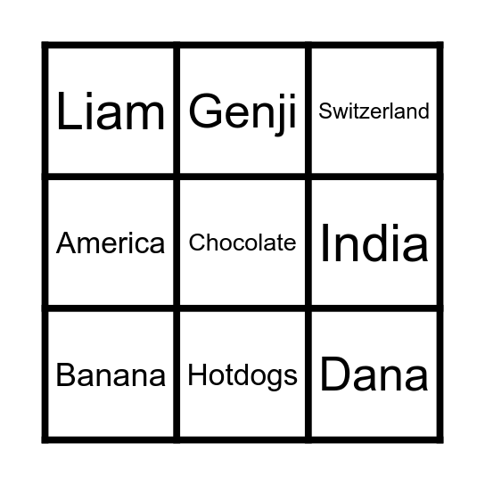 food around the world Bingo Card
