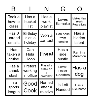 Accounting Get to Know You Bingo Card