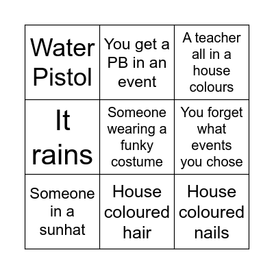 Sports Day Bingo! Bingo Card