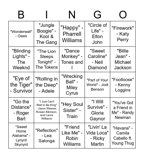Hakuna Zazotta: Muziekbingo! Bingo Card