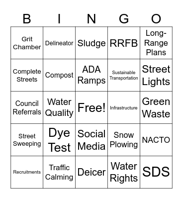 Public Works & Mobility Bingo Card