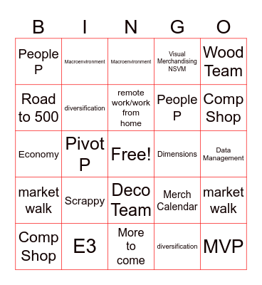 FND Merch Bingo Card