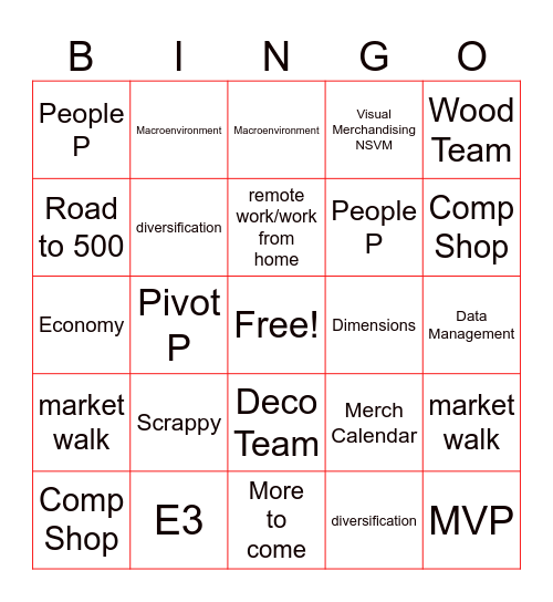 FND Merch Bingo Card