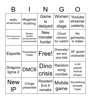 Crapcom presentation Bingo Card