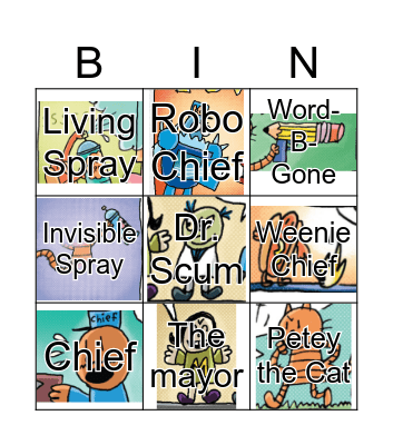 Dog Man Characters Bingo Card