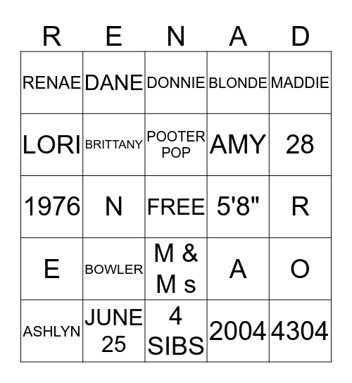 BIRTHDAY  BINGO Card