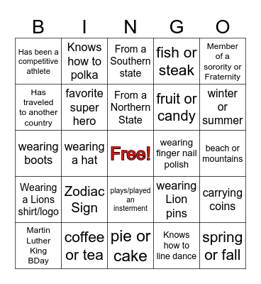 Tail twister - Lions club June 2023 Bingo Card