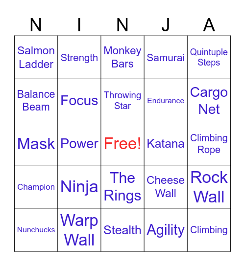 Ninja Bingo Card