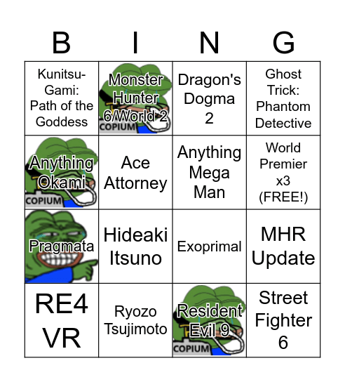 Capcom Showcase Bingo Card