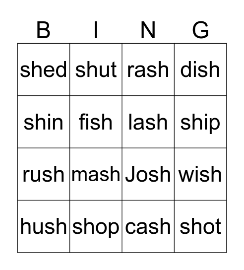 sh bingo Card
