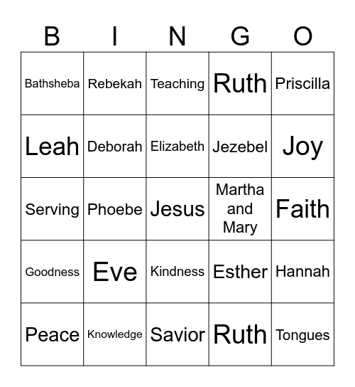 BIBLE BINGO Card