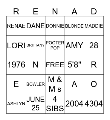 BIRTHDAY  BINGO Card