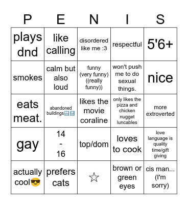 are you my type? Bingo Card