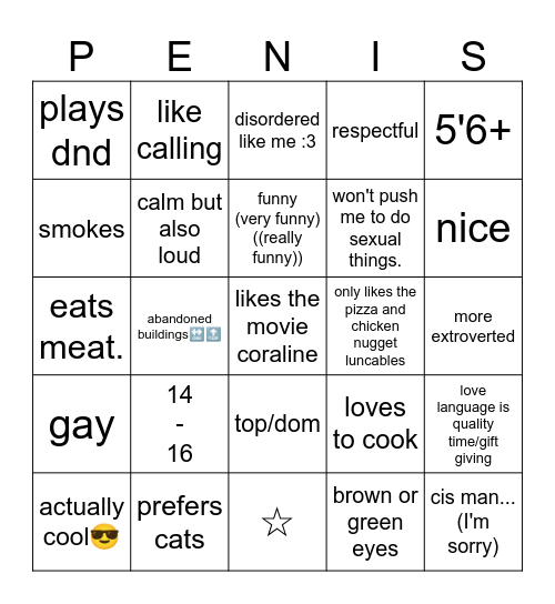 are you my type? Bingo Card