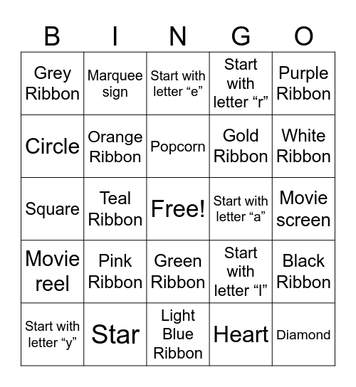 What’s the Title of Your Movie? Bingo Card