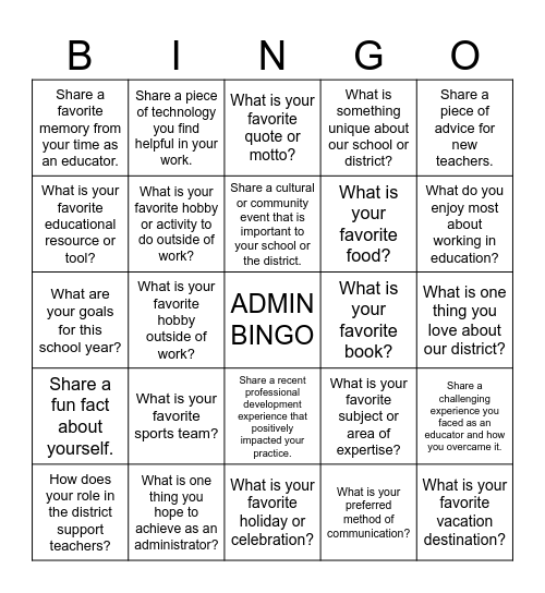 Meet your SLUSD Administrative Team! Bingo Card