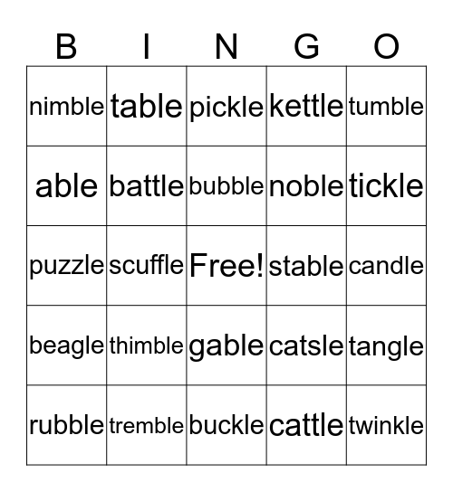 _le Bingo Card