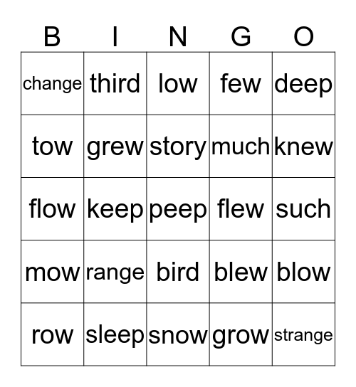 2nd grade HF sight words Bingo Card