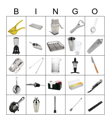 Cocktail & Bar Equipment Bingo Card