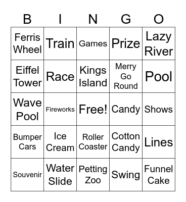 Kings Island ASL Vocabulary Bingo Card