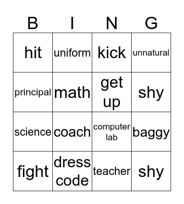 Review Bingo Card