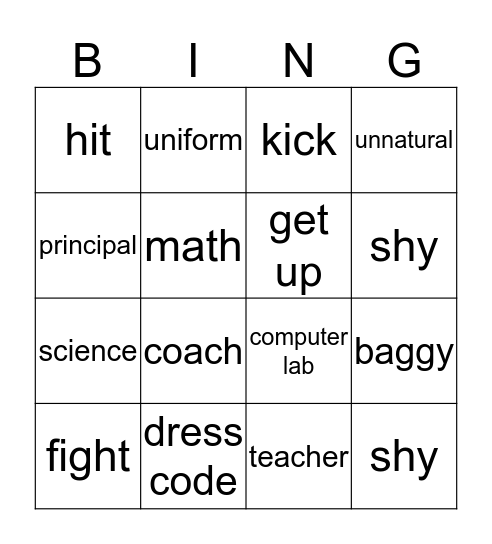 Review Bingo Card