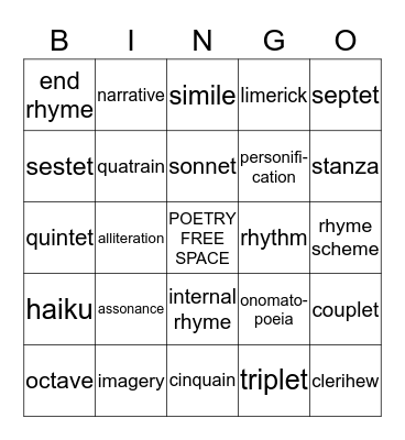 POETRY BINGO Card
