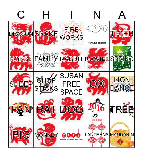 Chinese New Year Bingo Card