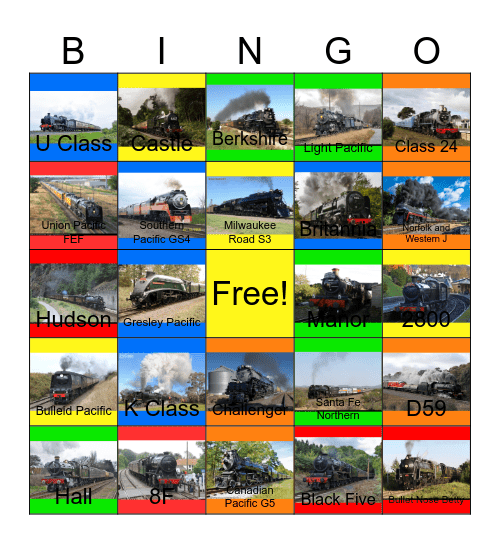 Colorful World of Steam Excursion Locomotives Bingo Card