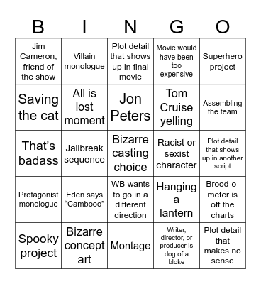 Canceled Movie Pod Bingo Card