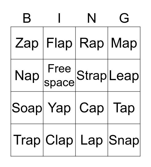 -AP WORD FAMILY Bingo Card