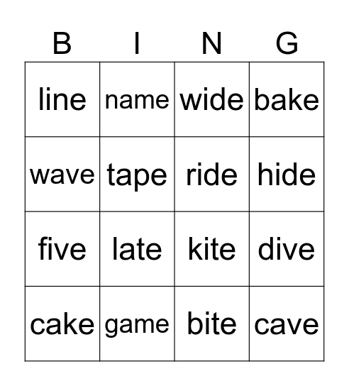 Phonics Bingo Card