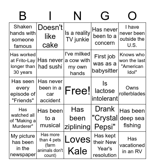 Do you know your Co-Workers? Bingo Card