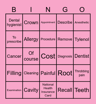 Senmon Vocabulary Review 1 Bingo Card