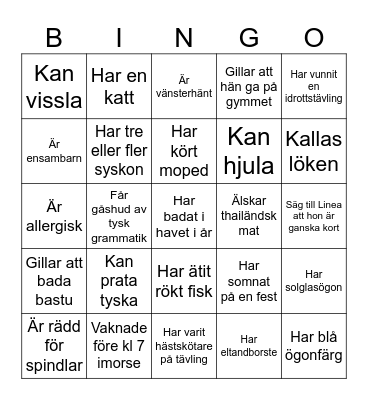 Adams studentbingo Card