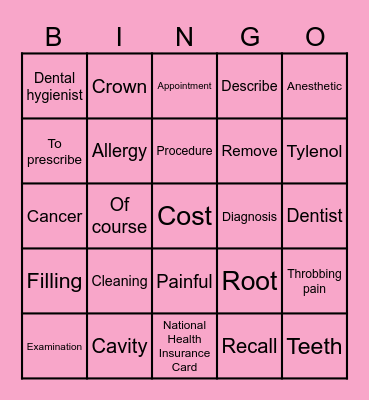 Senmon Vocabulary Review 1 Bingo Card