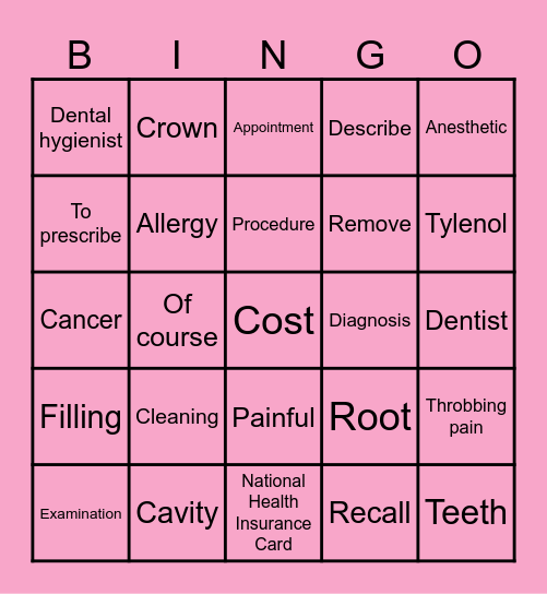 Senmon Vocabulary Review 1 Bingo Card