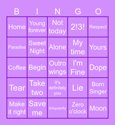 @bangtan_4evr7 Bingo Card