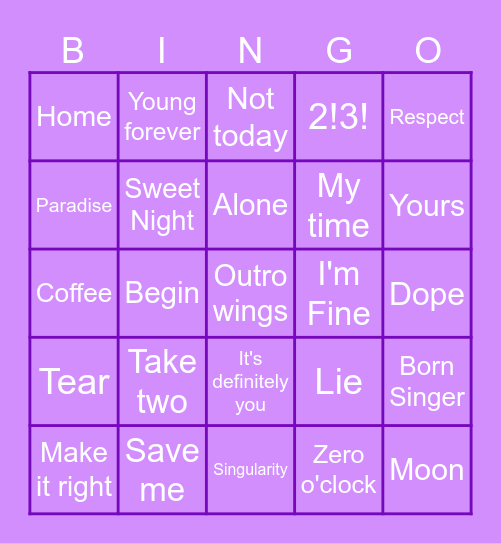 @bangtan_4evr7 Bingo Card
