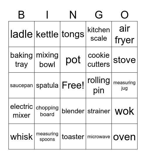 Utensils - P5 Bingo Card