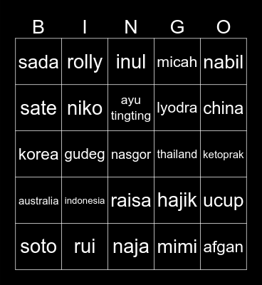 Elden Bingo Card