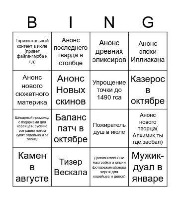 LoaON 2023 Bingo Card